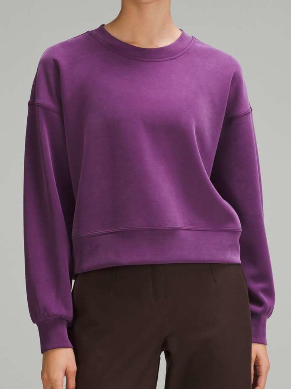 Lululemon Softstreme Perfectly Oversized Crop Crew Dramatic Magenta 12 sweater